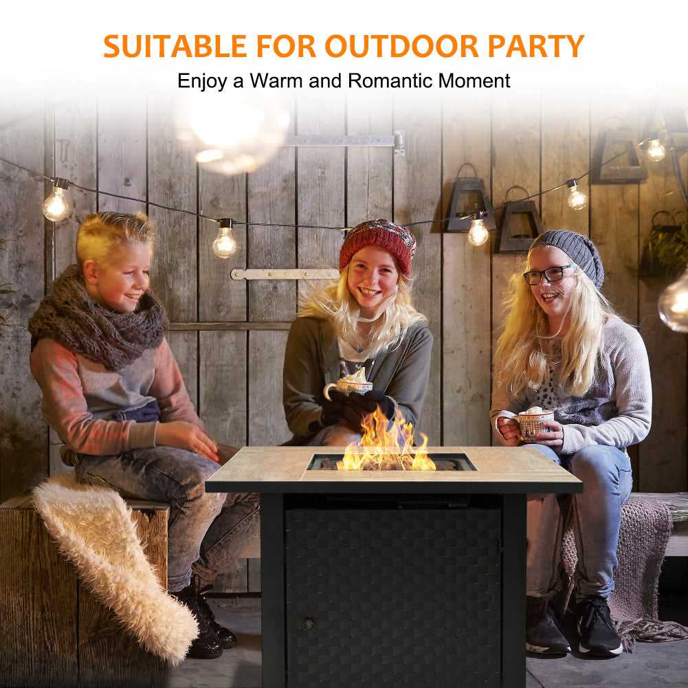Camplux Propane Fire Pit Table, Lava Rocks, Ceramic Tabletop, 50,000 BTU Adjustable Flame, Auto Ignition - Image 2