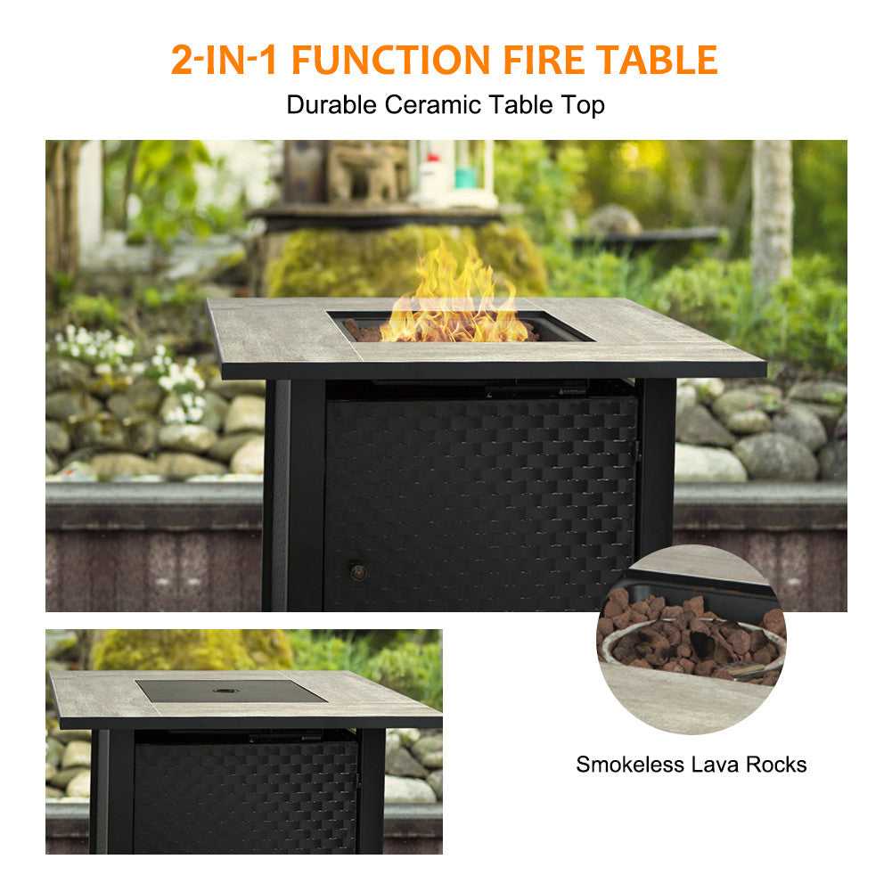 Camplux Propane Fire Pit Table, Lava Rocks, Ceramic Tabletop, 50,000 BTU Adjustable Flame, Auto Ignition - Image 4