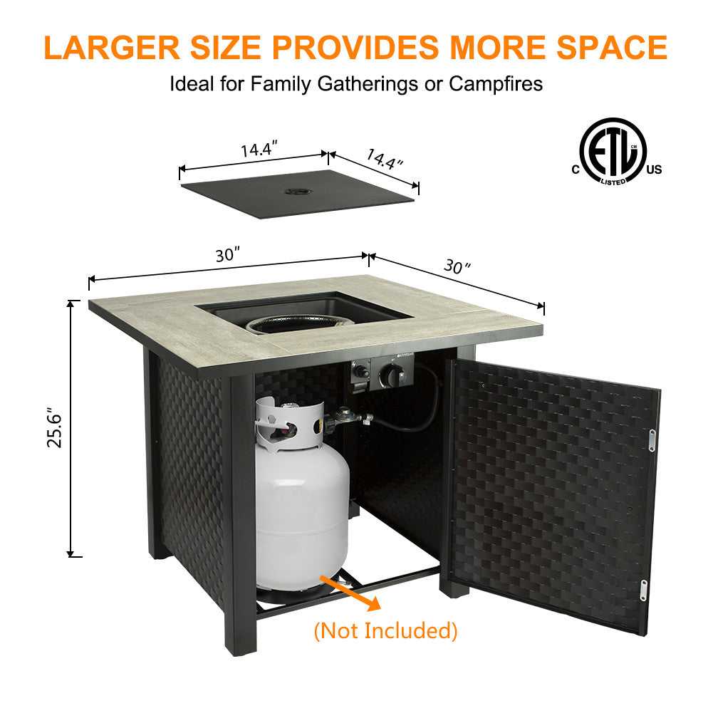 Camplux Propane Fire Pit Table, Lava Rocks, Ceramic Tabletop, 50,000 BTU Adjustable Flame, Auto Ignition - Image 6
