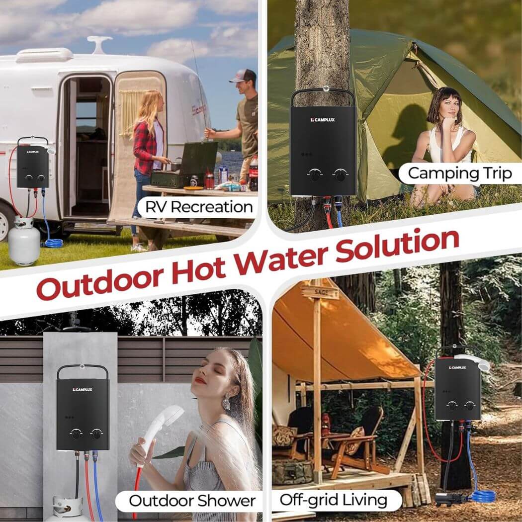 Camplux Propane Off-Grid Portable Water Heater for RV, Trailer & Camper - Black - Image 2