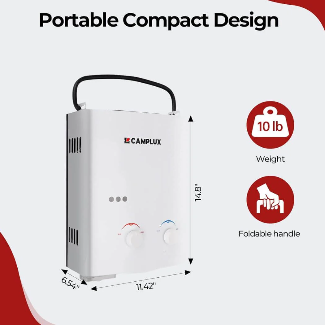 Camplux Propane Off-Grid Portable Water Heater for RV, Trailer & Camper - White - Image 4