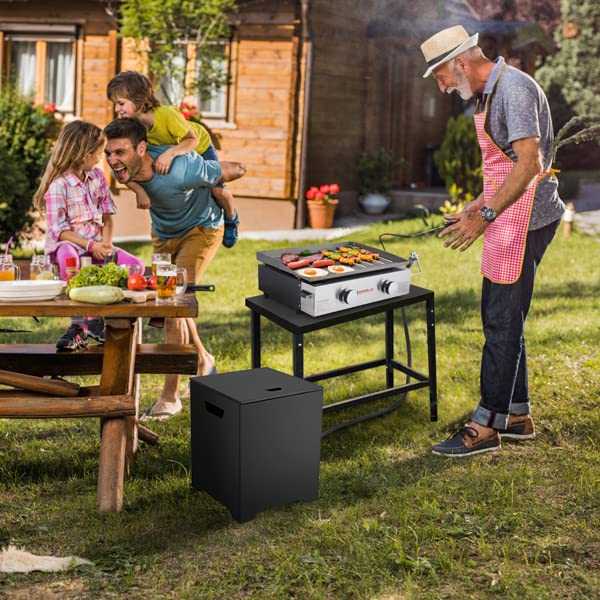 Camplux Propane Tank Cover, 20 LB Propane Tank Storage Box, Outdoor Tank Hideway Table for Propane Fire Pit and Gas Griddle Black - Image 6