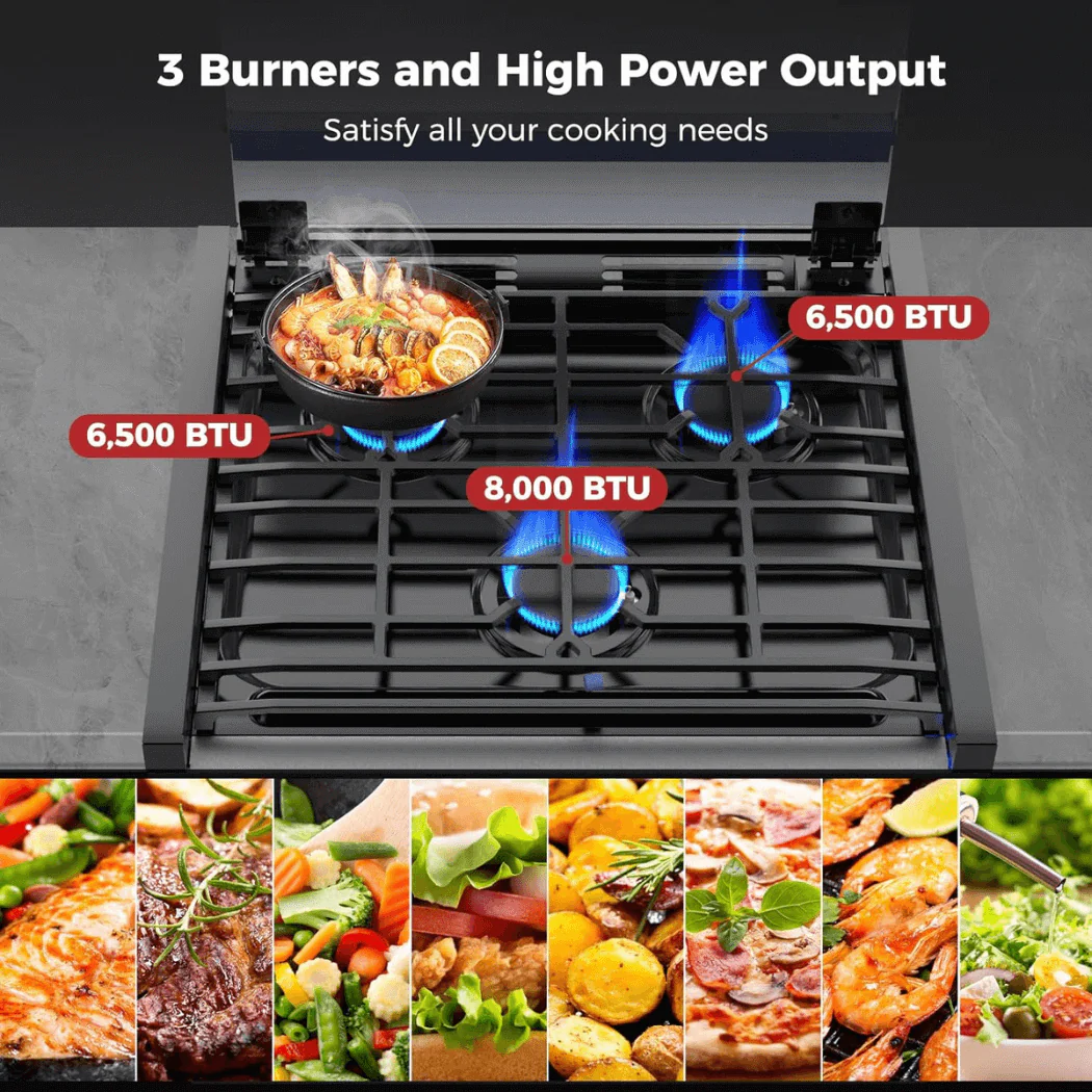 Camplux RV Stove Gas Range Oven w/ 3 Burners Cooktop 17 Inches CLASSIC - Image 3
