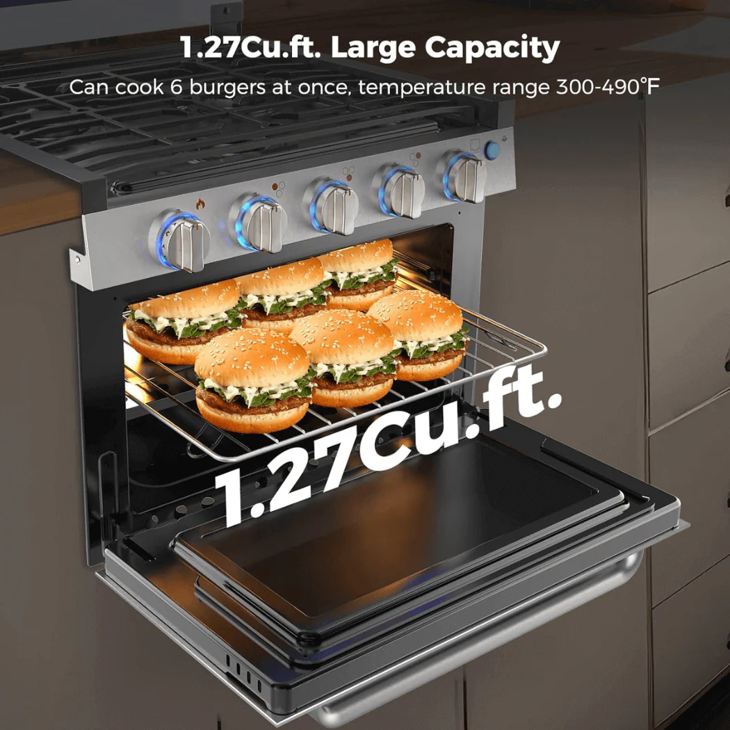 Camplux RV Stove Gas Range Oven w/ 3 Burners Cooktop 17 Inches CLASSIC - Image 4
