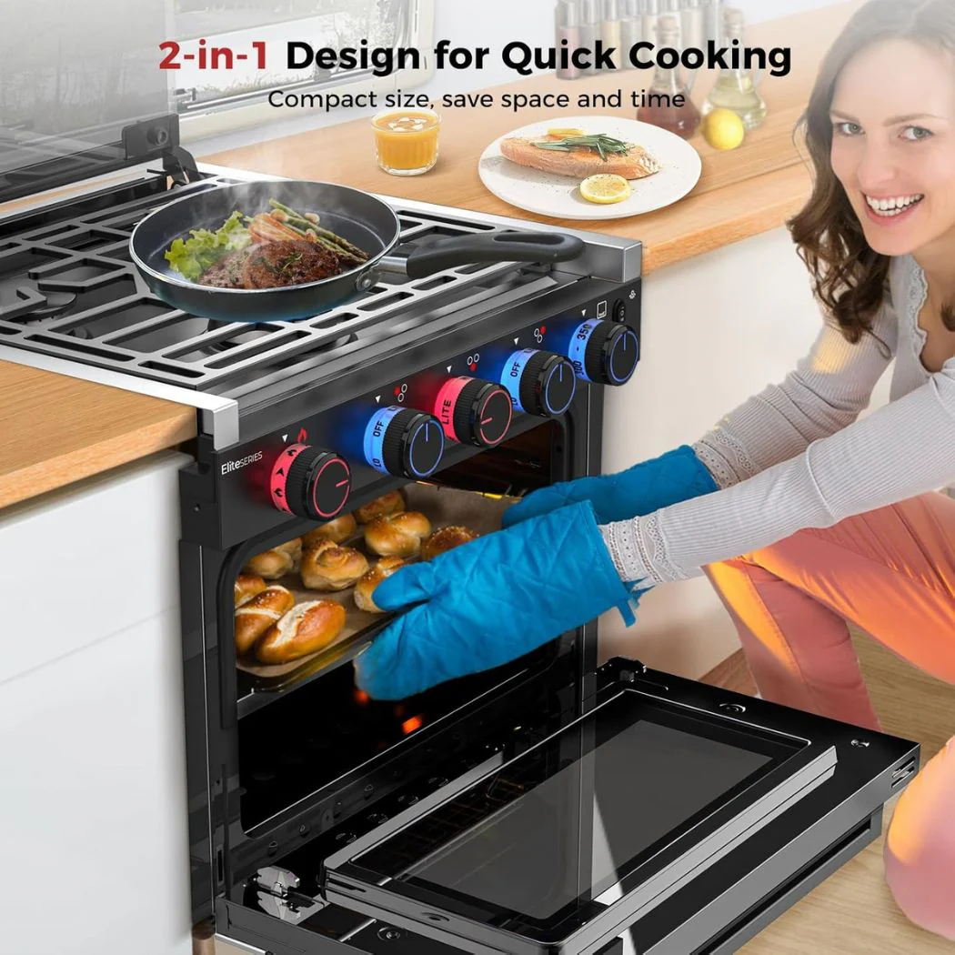 Camplux RV Stove Gas Range Oven w/ 3 Burners Cooktop 17 Inches ELITE - Image 2