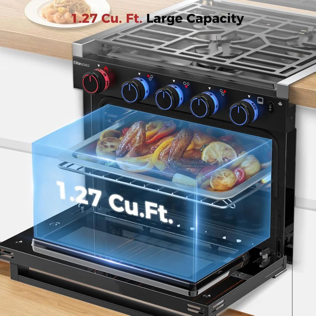 Camplux RV Stove Gas Range Oven w/ 3 Burners Cooktop 17 Inches ELITE - Image 4