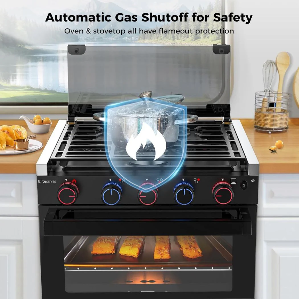 Camplux RV Stove Gas Range Oven w/ 3 Burners Cooktop 17 Inches ELITE - Image 5