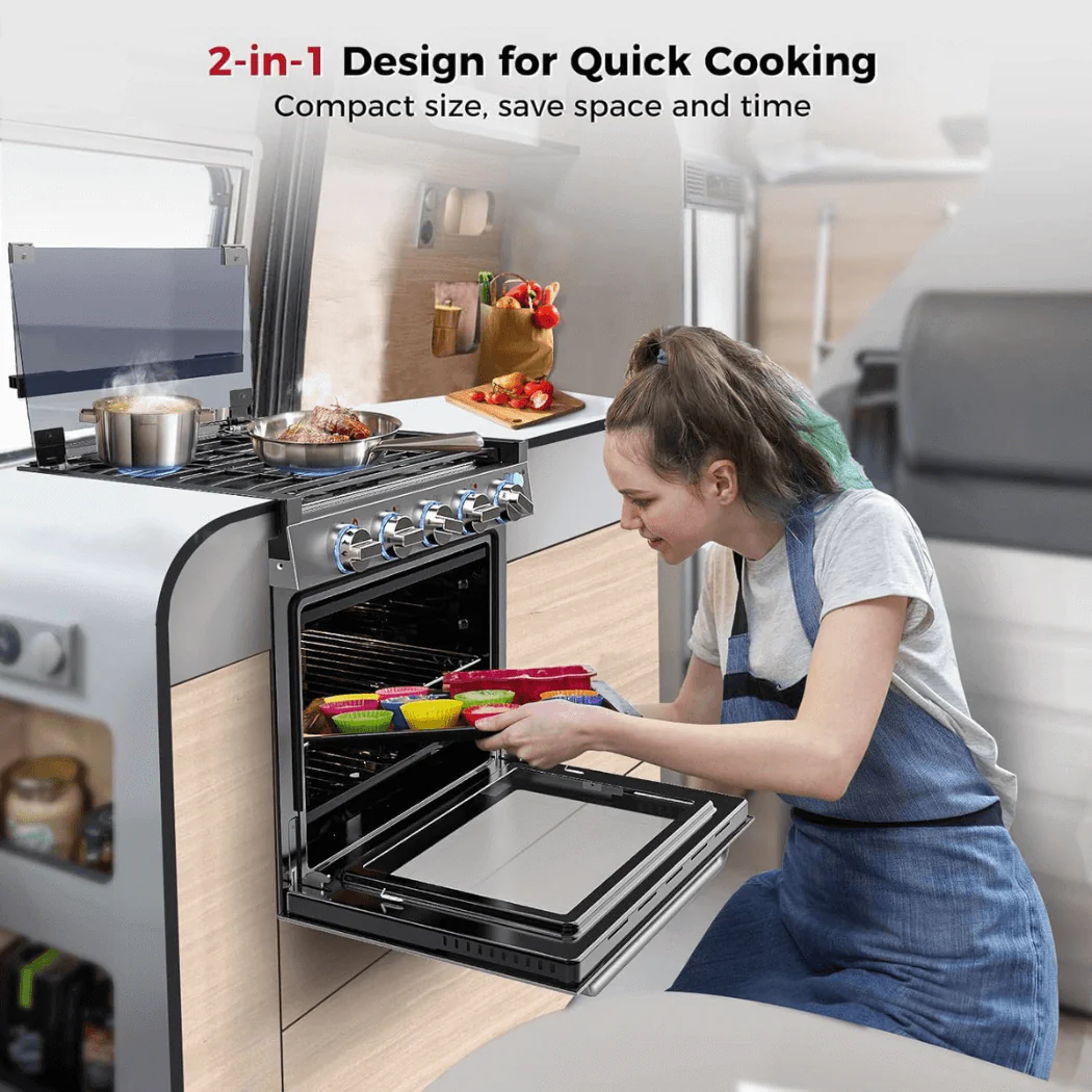 Camplux RV Stove Gas Range Oven w/ 3 Burners Cooktop 21 Inches CLASSIC - Image 2