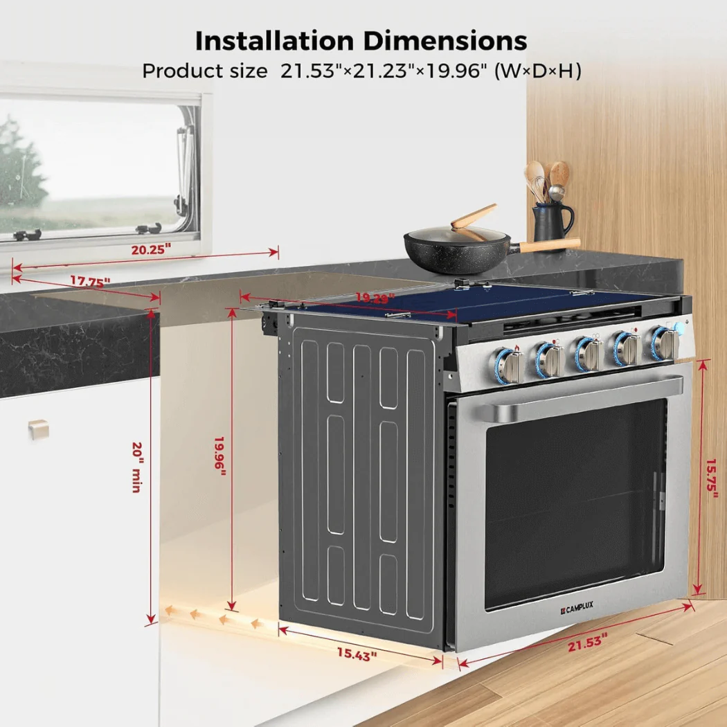 Camplux RV Stove Gas Range Oven w/ 3 Burners Cooktop 21 Inches CLASSIC - Image 7