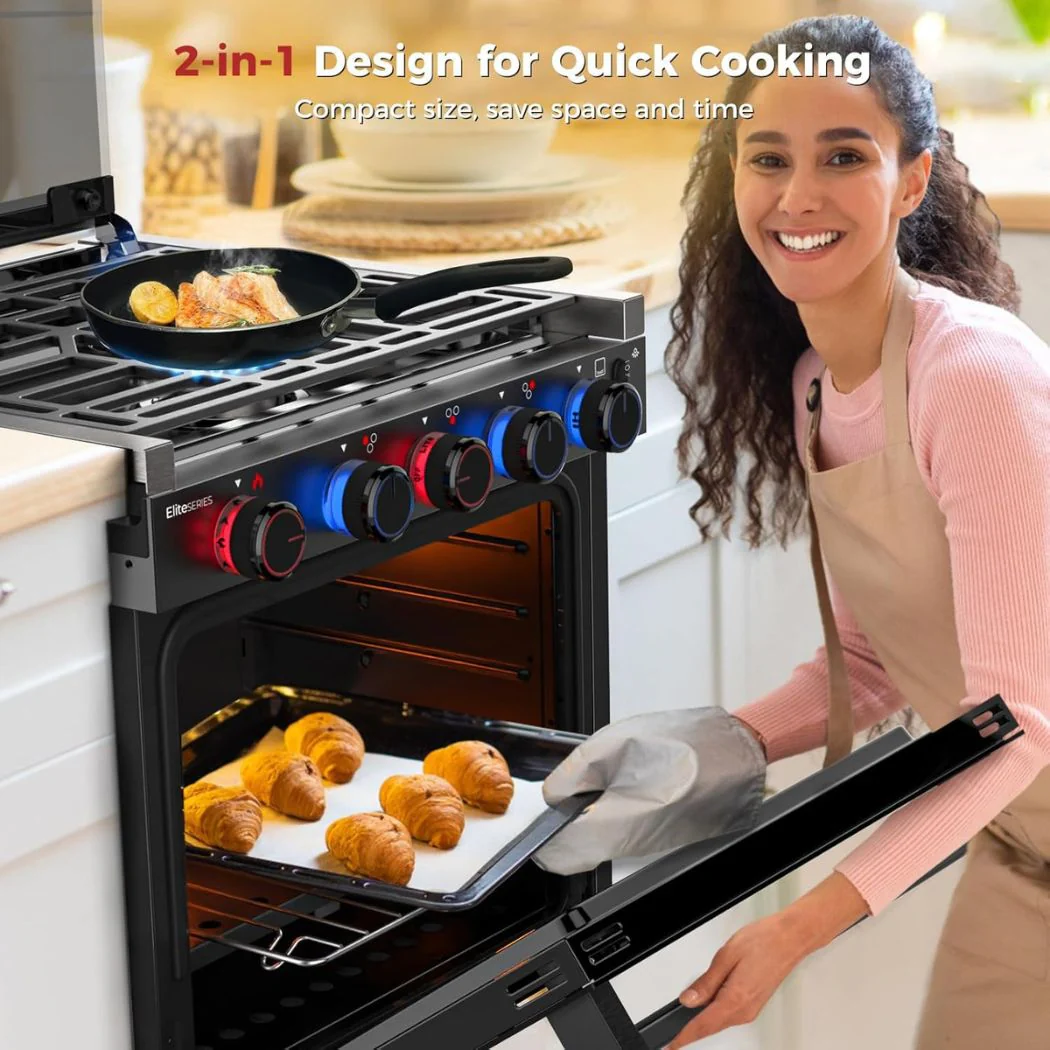 Camplux RV Stove Gas Range Oven w/ 3 Burners Cooktop 21 Inches ELITE - Image 2