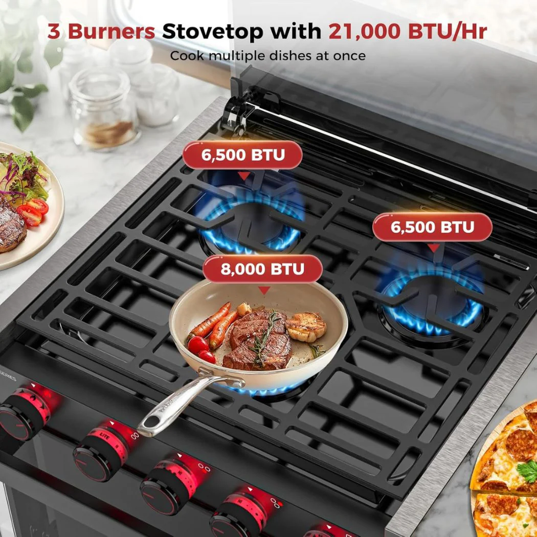 Camplux RV Stove Gas Range Oven w/ 3 Burners Cooktop 21 Inches ELITE - Image 4