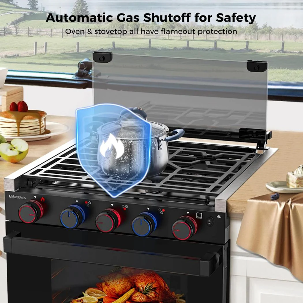 Camplux RV Stove Gas Range Oven w/ 3 Burners Cooktop 21 Inches ELITE - Image 5