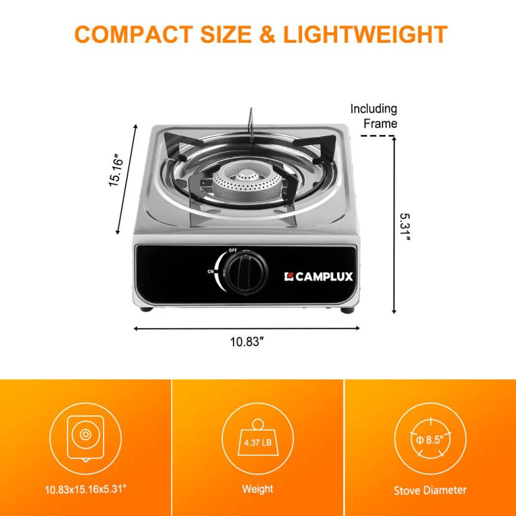 Camplux Single Burner Propane Stove 9,800 BTU, Portable Gas Stoves - Image 8