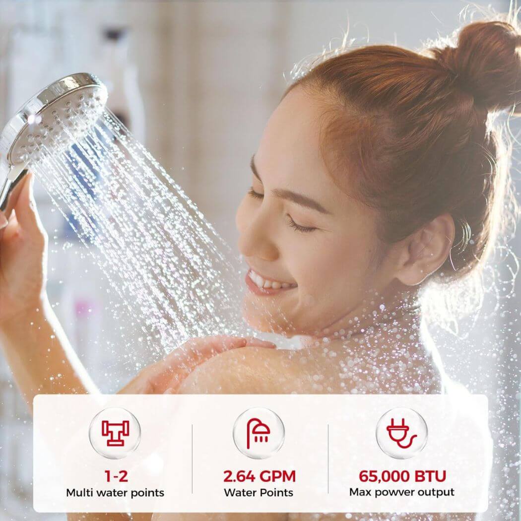 Camplux Tankless Propane Instant Hot Water Heater 2.64 GPM | White - Image 2