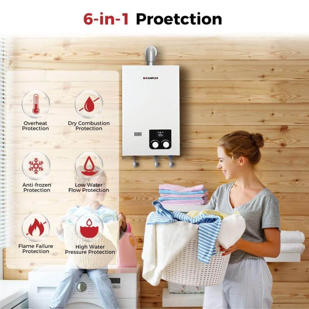 Camplux Tankless Propane Instant Hot Water Heater 2.64 GPM | White - Image 3