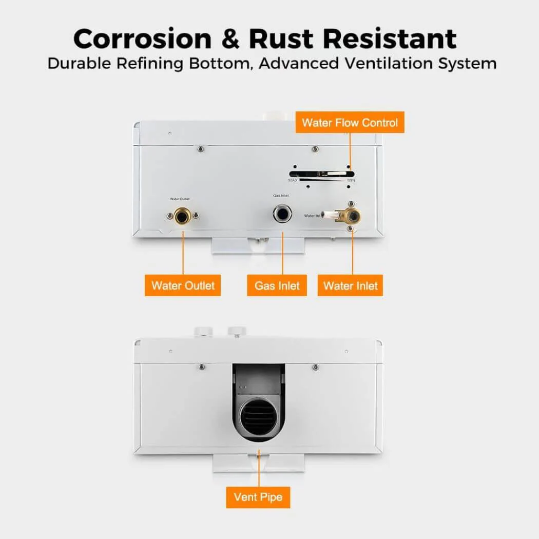 Camplux Tankless Propane Instant Hot Water Heater 2.64 GPM | White - Image 7