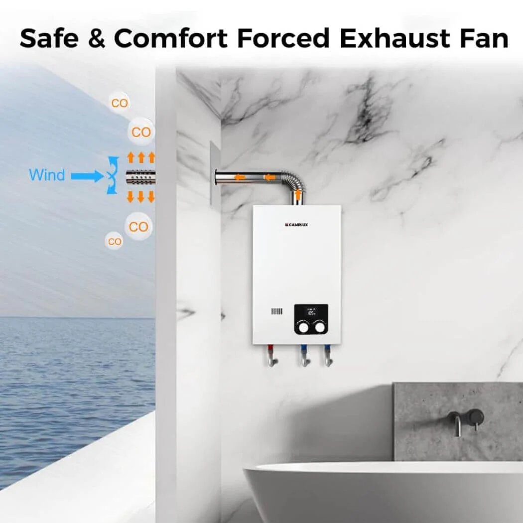 Camplux Tankless Propane Instant Hot Water Heater 2.64 GPM | White - Image 8