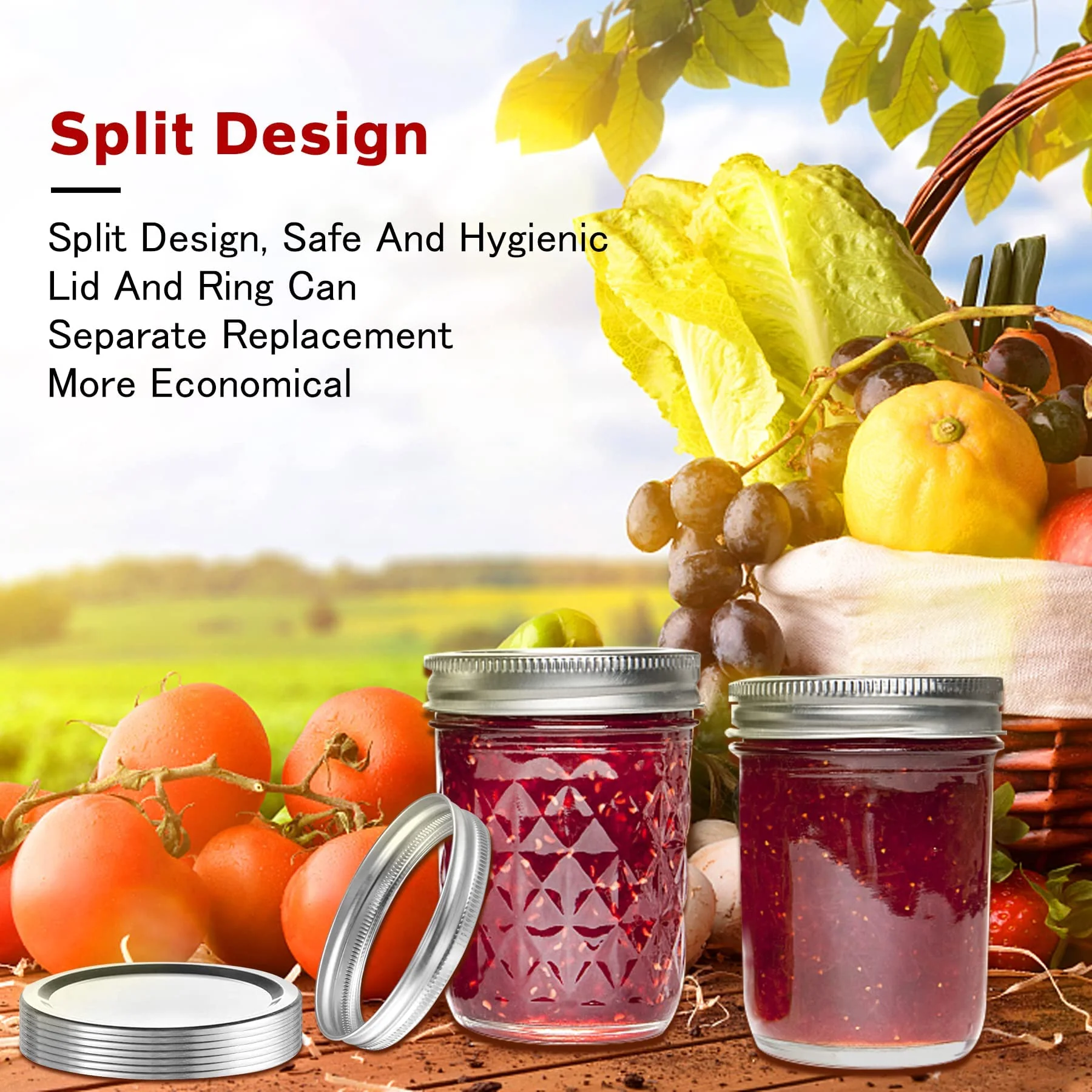 Regular-Mouth 70mm Mason Jar Lids &amp; Rings for Glass Jars – 120 Sets - Image 3