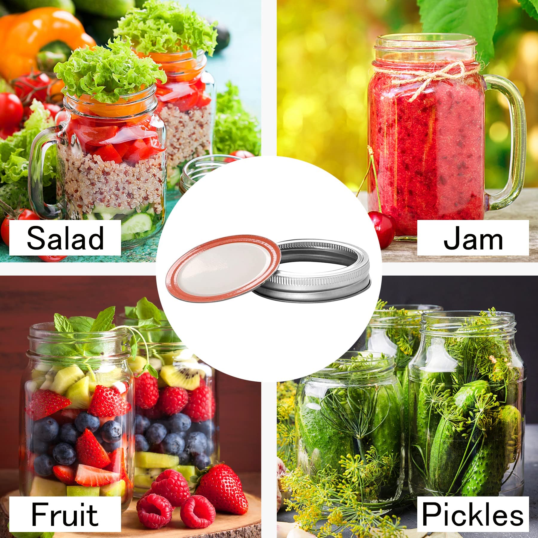 Regular-Mouth 70mm Mason Jar Lids &amp; Rings for Glass Jars – 120 Sets - Image 7