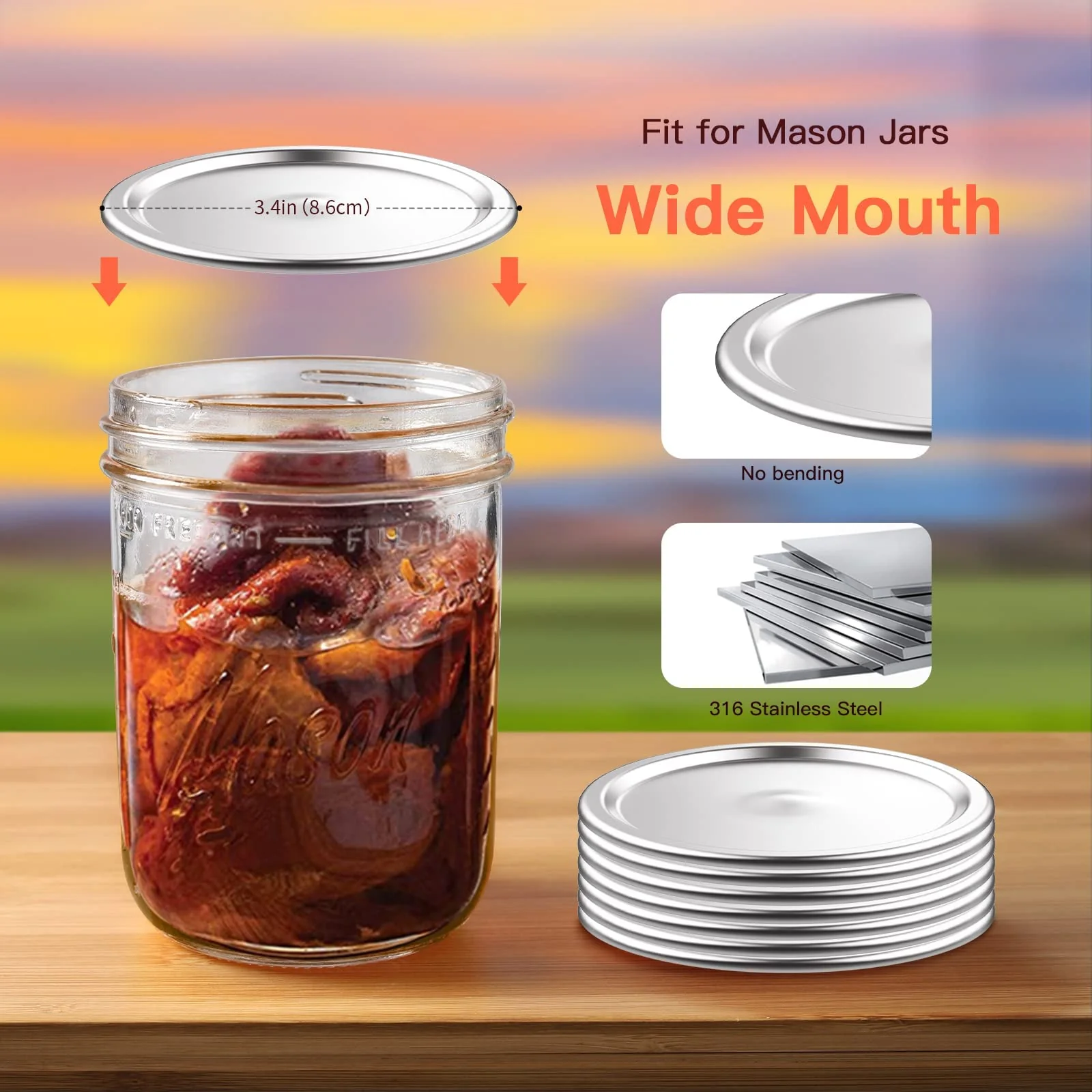 Regular-Mouth Canning Lids for Glass Mason, Kerr, Ball, etc. Jars - 150 Pack - Image 3