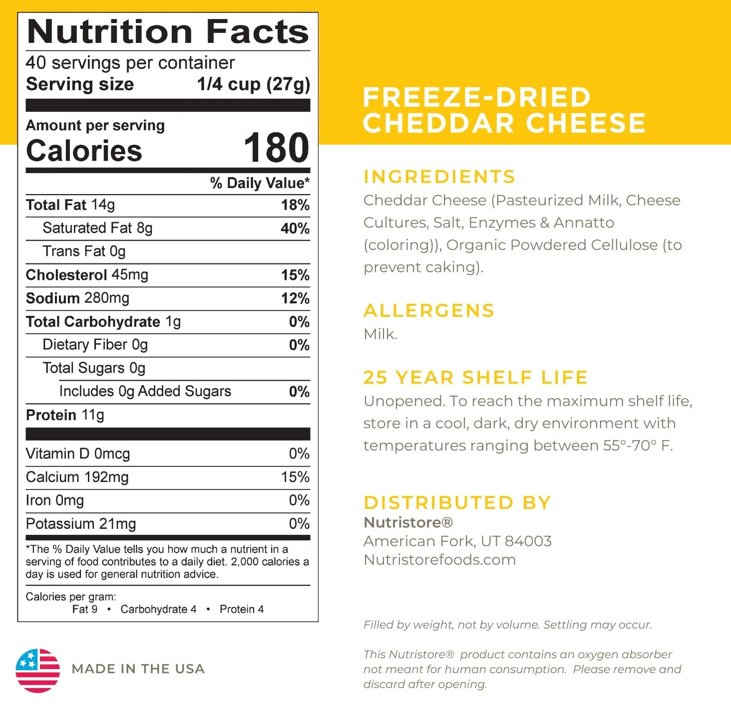 Cheddar Cheese Freeze Dried - #10 Can - Image 2