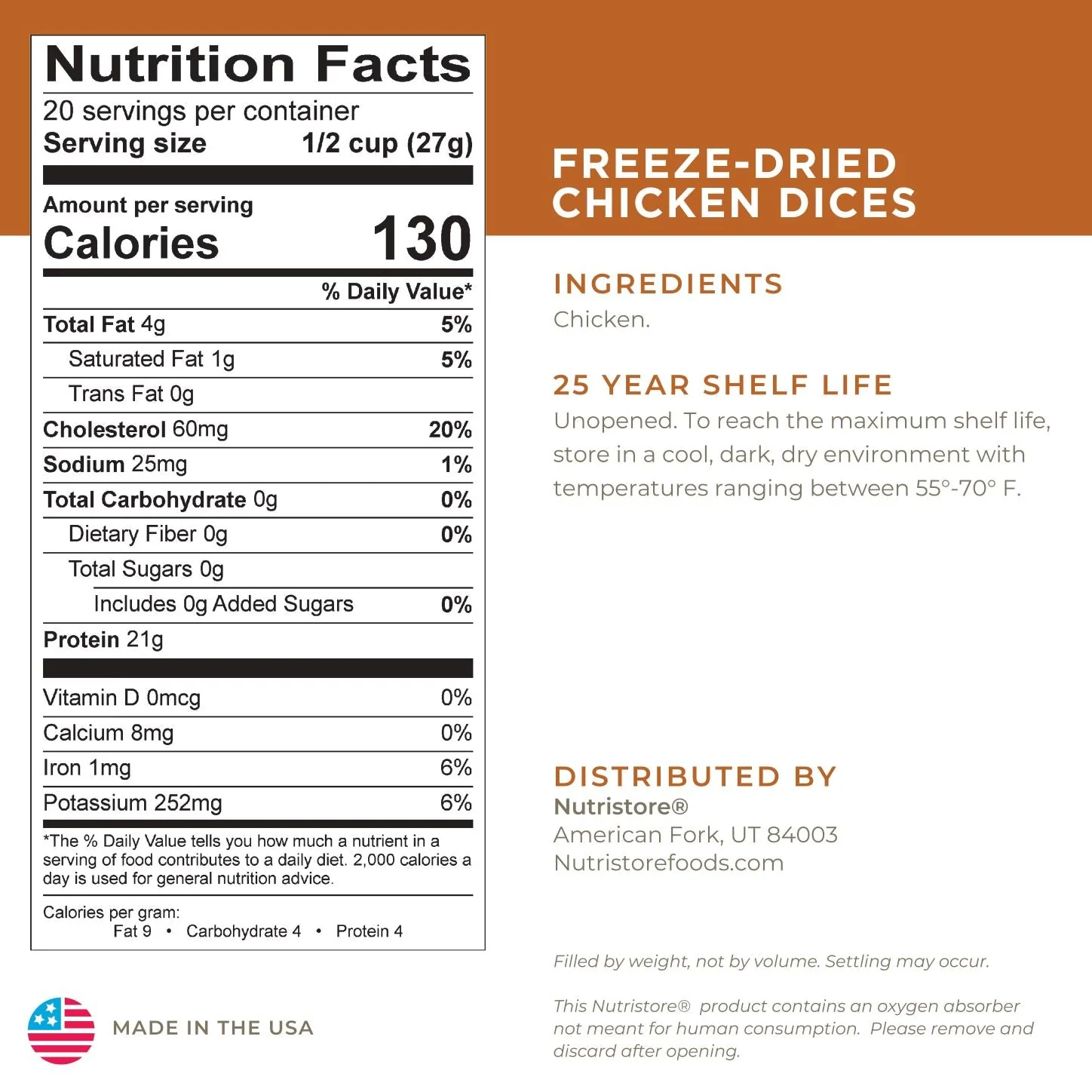 Chicken Dices Freeze Dried - #10 Can - Image 2