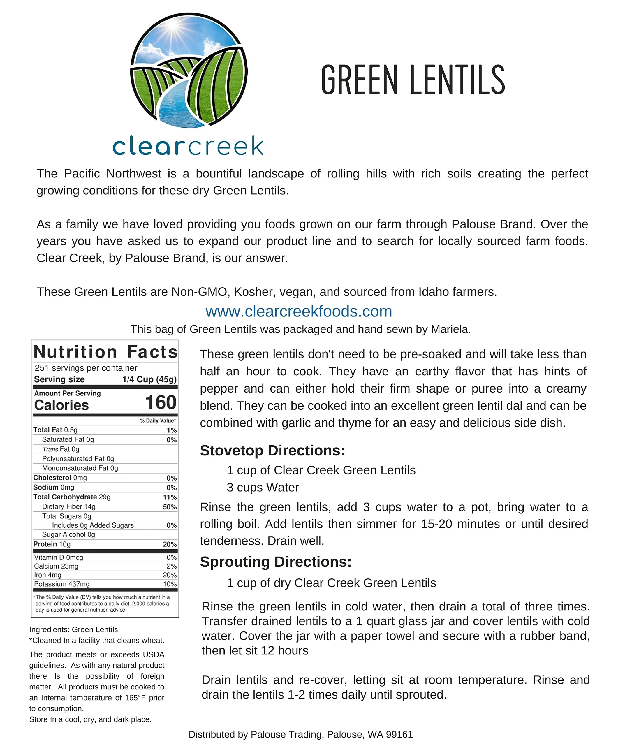 ClearCreek - Green Lentils - 25 LB Bucket - Image 4