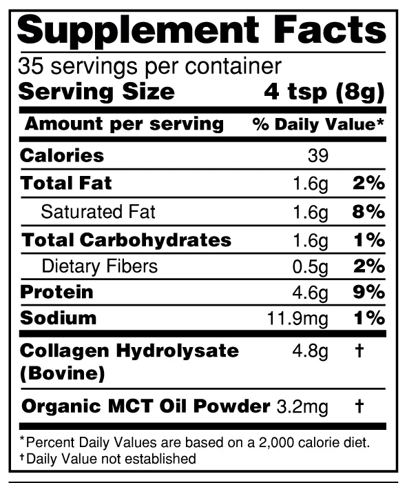 Collagen Peptides + MCT Oil Powder + Prebiotic Fiber - Unflavored 10oz (283g) - Image 3