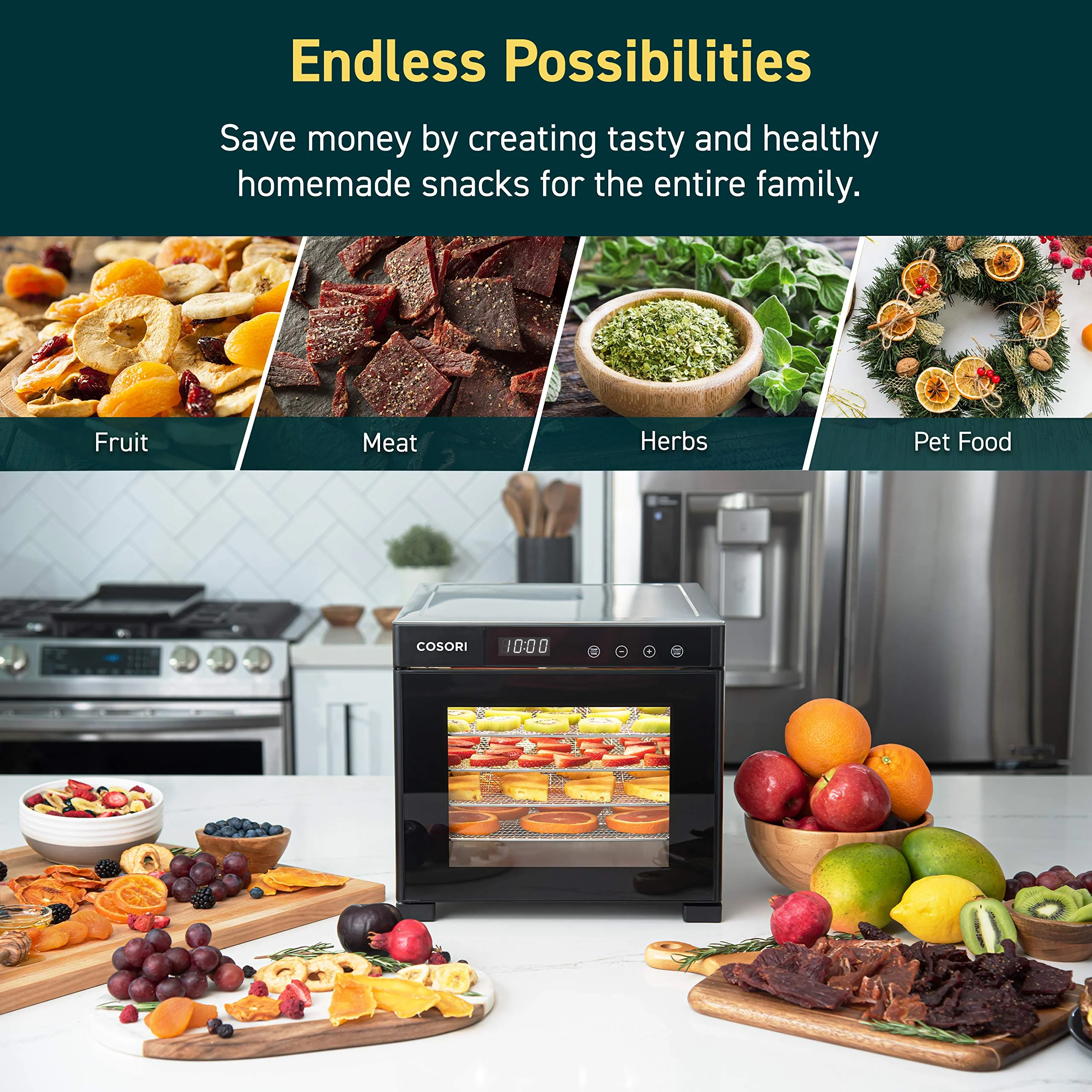 COSORI - Food Dehydrator in Black with 6 Stainless Steel Trays - Image 4