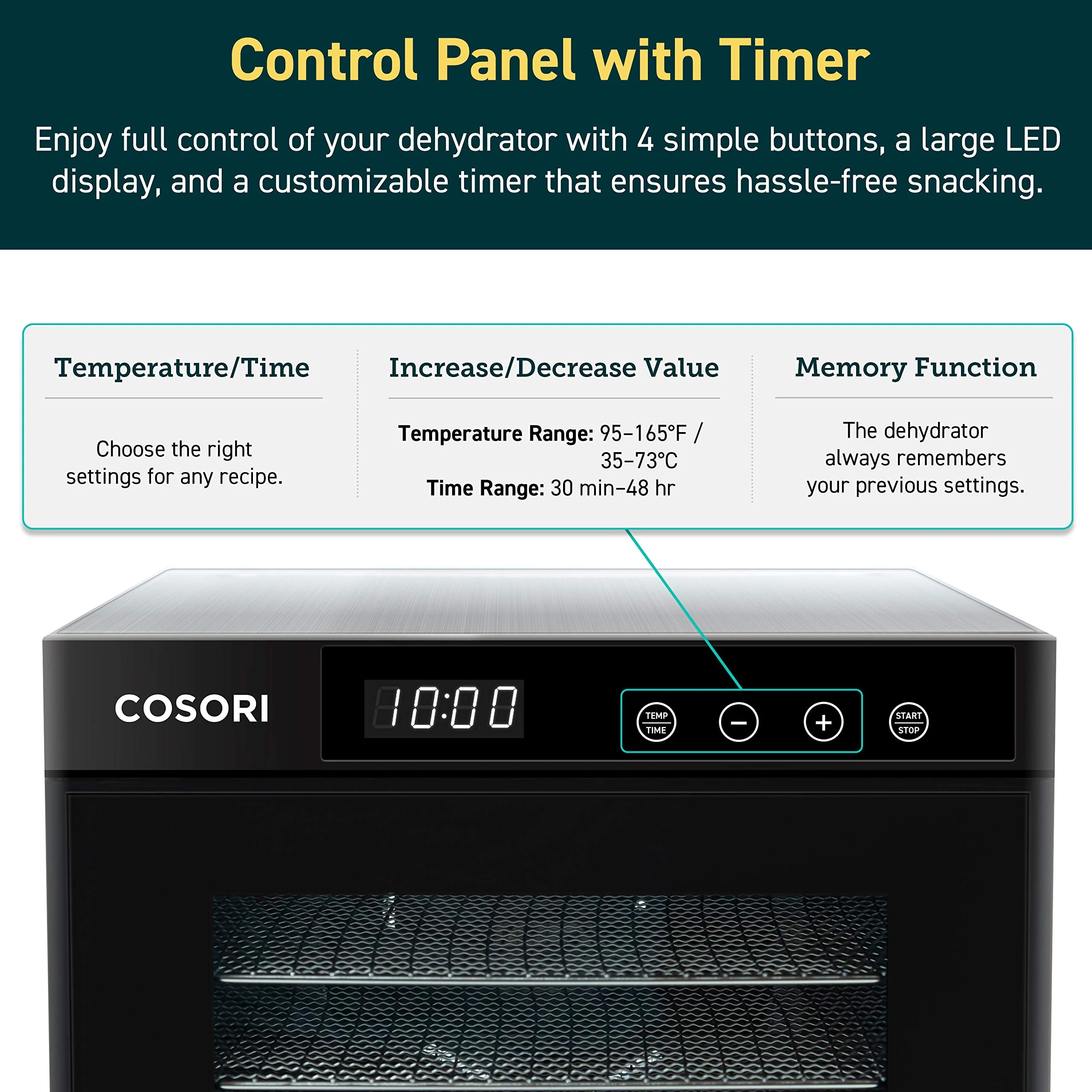 COSORI - Food Dehydrator in Black with 6 Stainless Steel Trays - Image 5