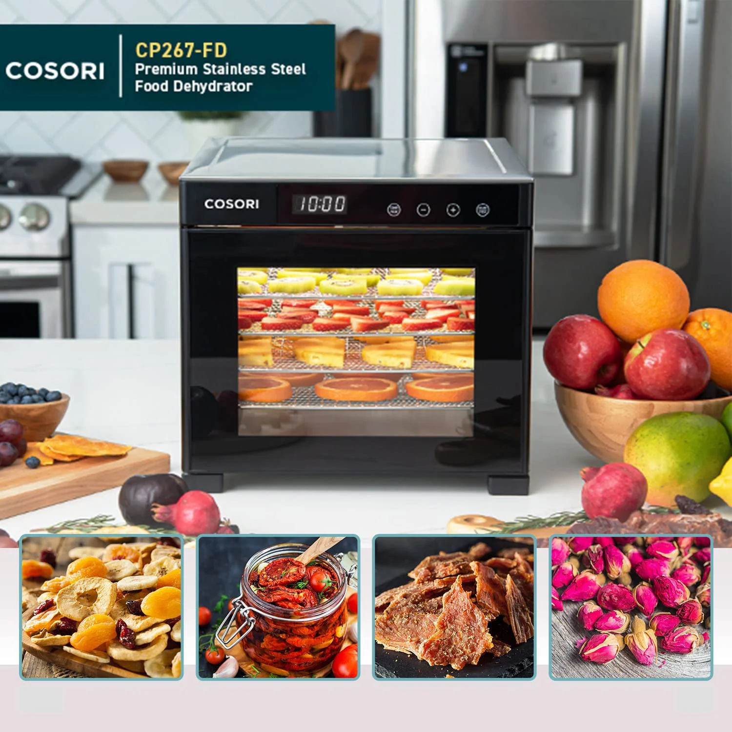 COSORI - Food Dehydrator in Black with 6 Stainless Steel Trays - Image 6