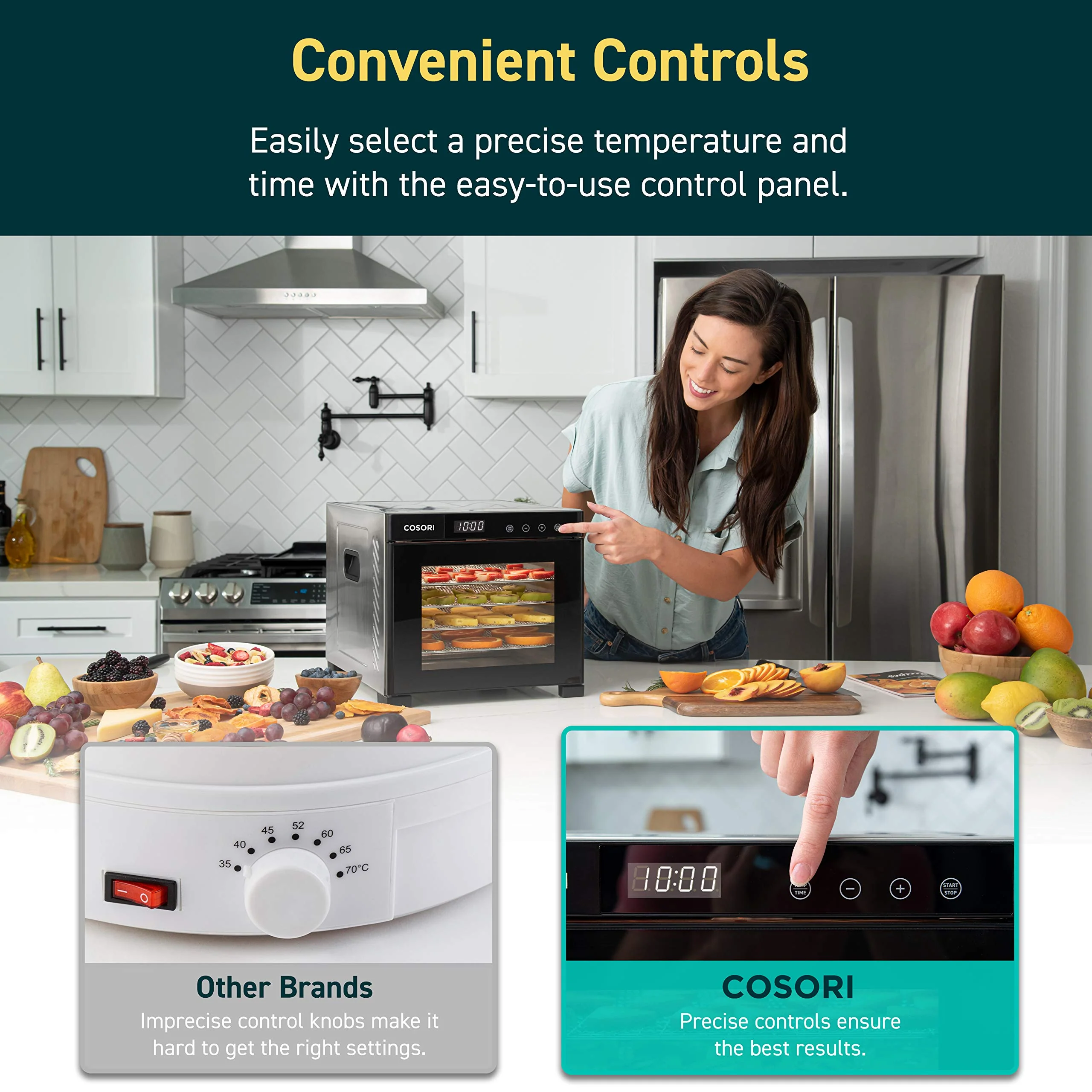 COSORI - Food Dehydrator in Black with 6 Stainless Steel Trays - Image 9