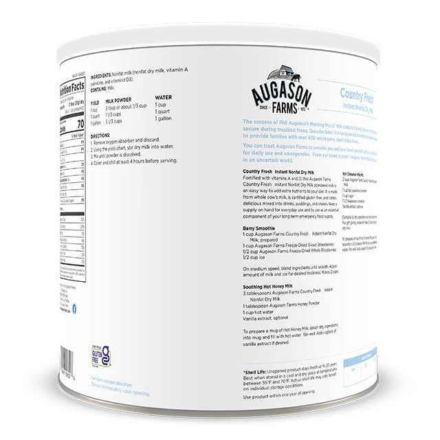 Country Fresh Instant Nonfat Dry Milk Can, 39 Servings - Image 2