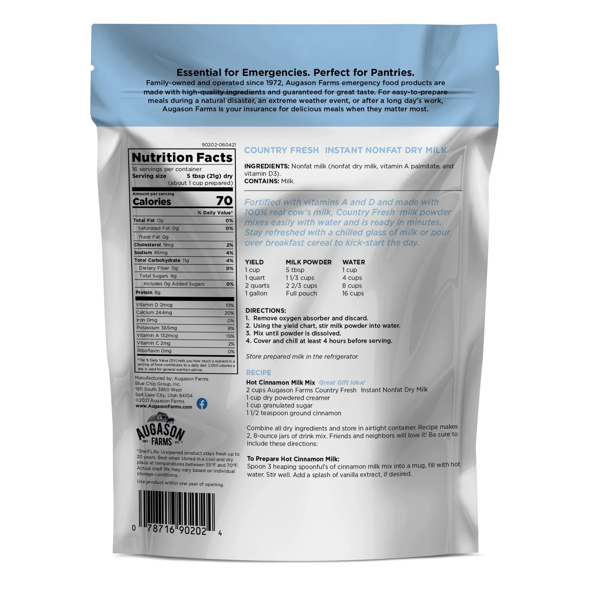 Country Fresh Instant Nonfat Dry Milk Pouch, 16 Servings - Image 3