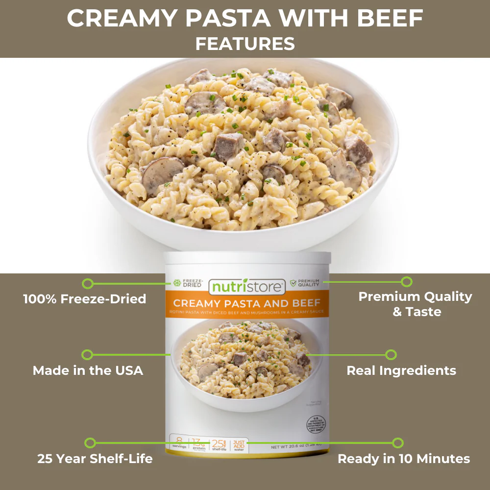 Creamy Pasta and Beef Freeze Dried - #10 Can - Image 3