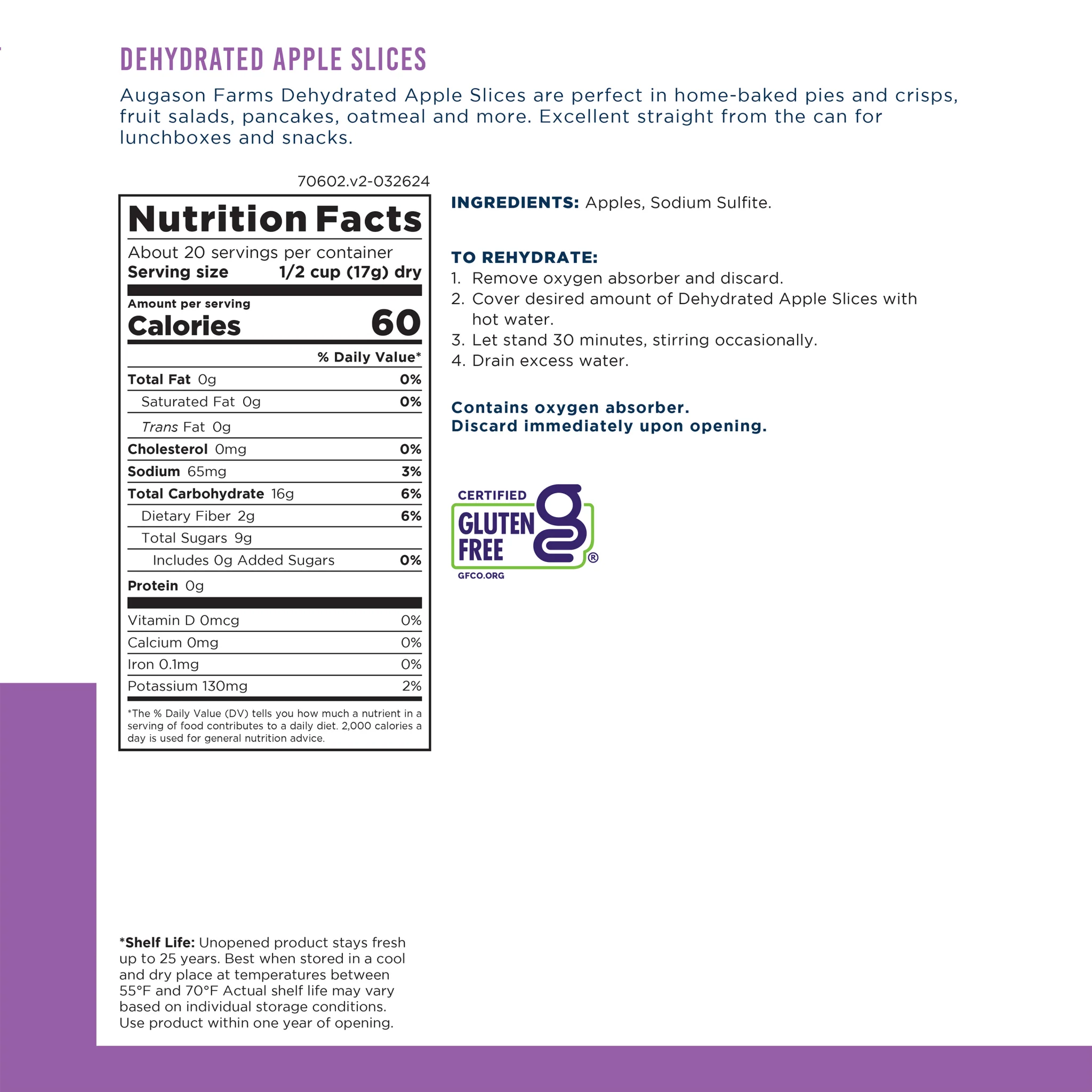 Dehydrated Apple Slices Can, 20 Servings - Image 3