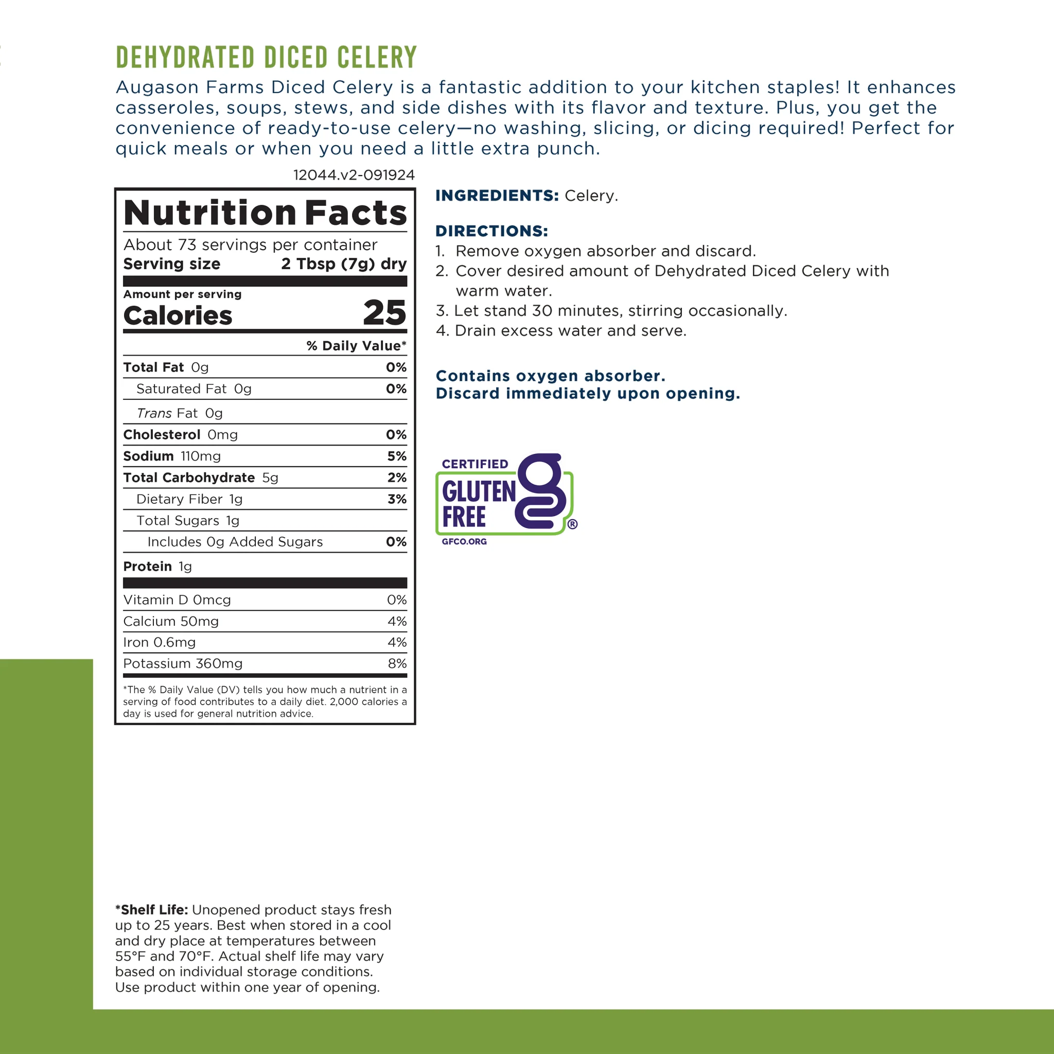 Dehydrated Cross Cut Celery Can, 73 Servings - Image 3