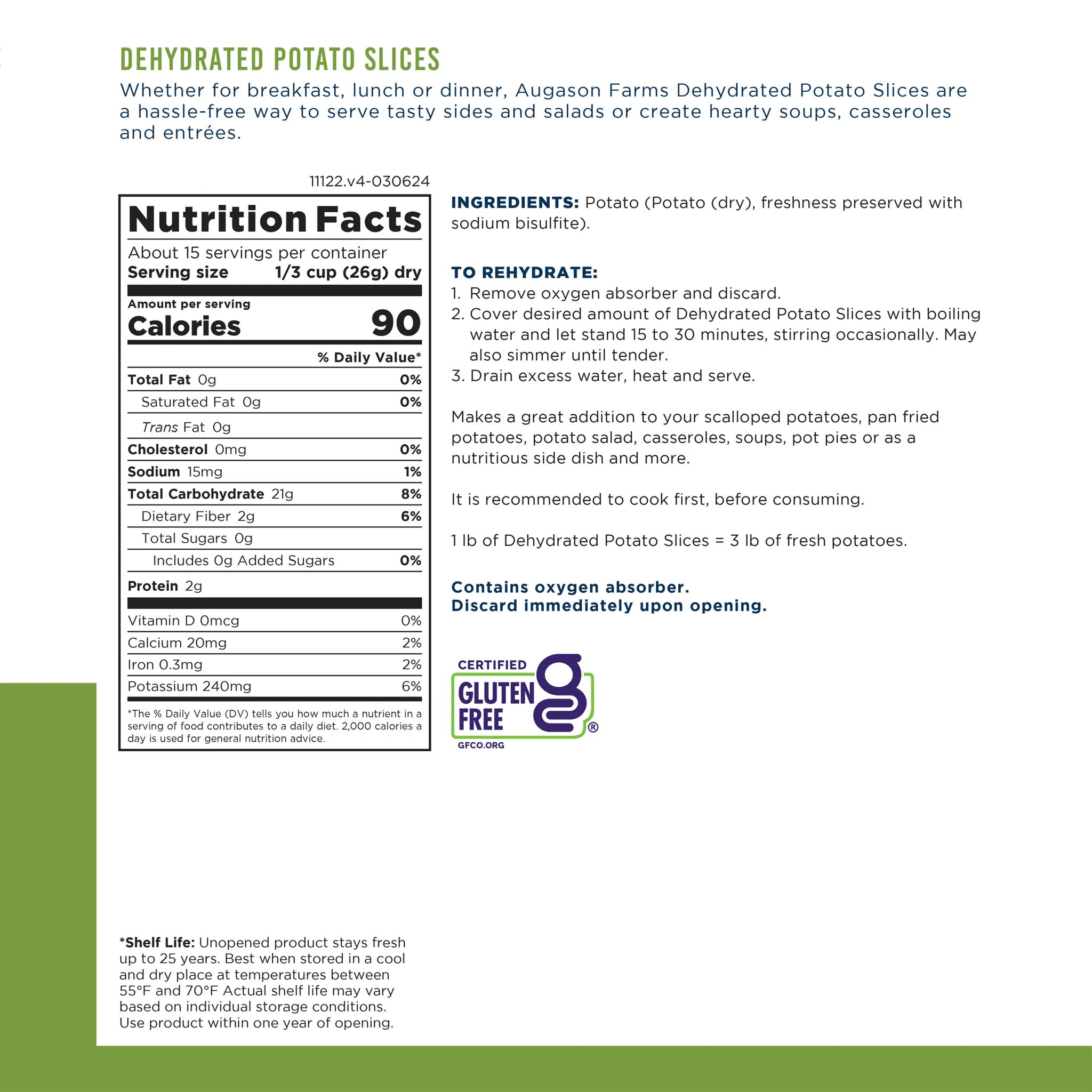 Dehydrated Potato Slices Can, 15 Servings - Image 3