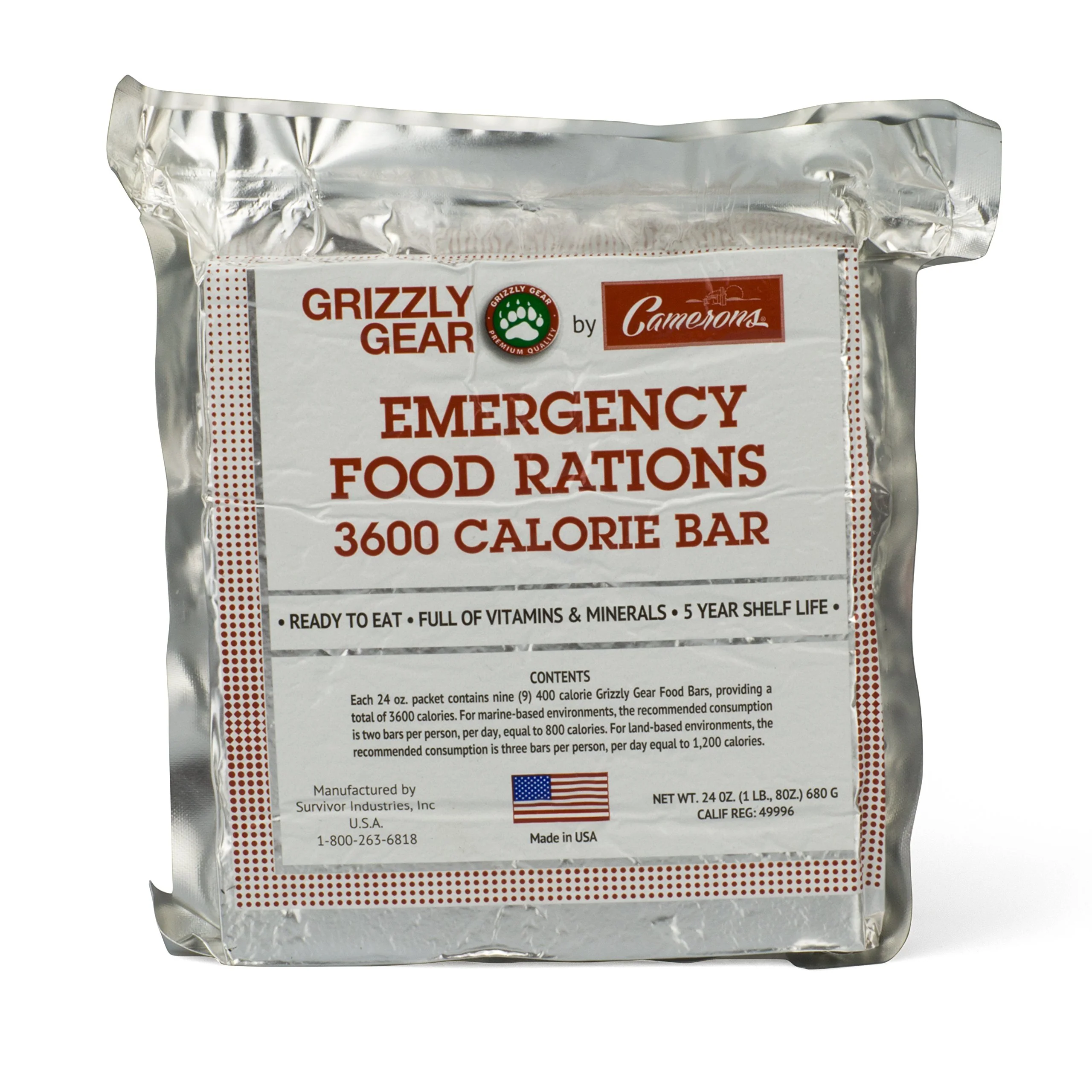 Grizzly Gear Emergency Food Rations - 3600 Calorie Bar - 3 Day Supply - 9 bars - Image 2