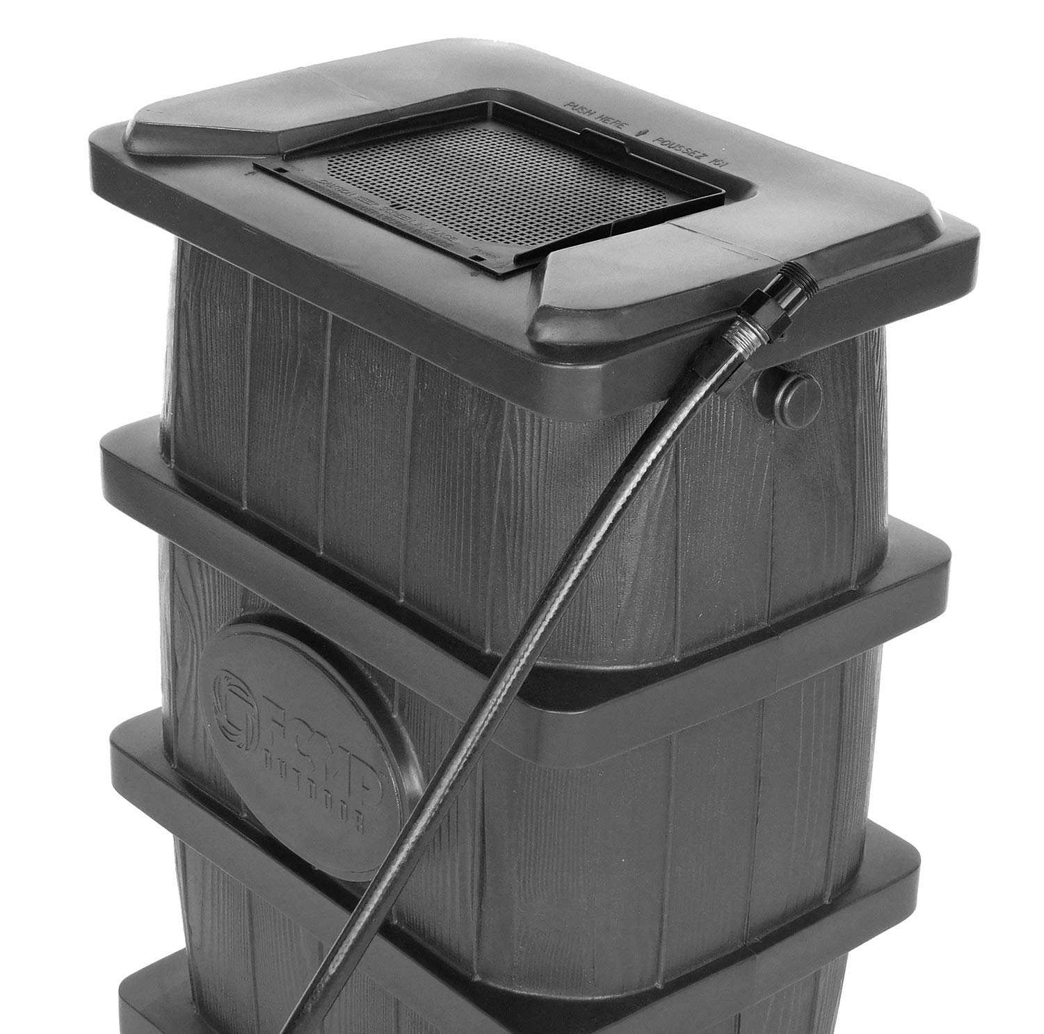 FCMP - Outdoor Slim Line 45-Gallon Wood Grain Rain Water Barrel - Image 5