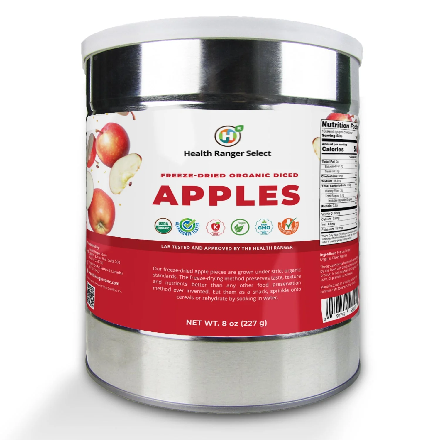 Freeze Dried Organic Apple 3/8 Diced (8oz, #10 can) (2-Pack) - Image 2
