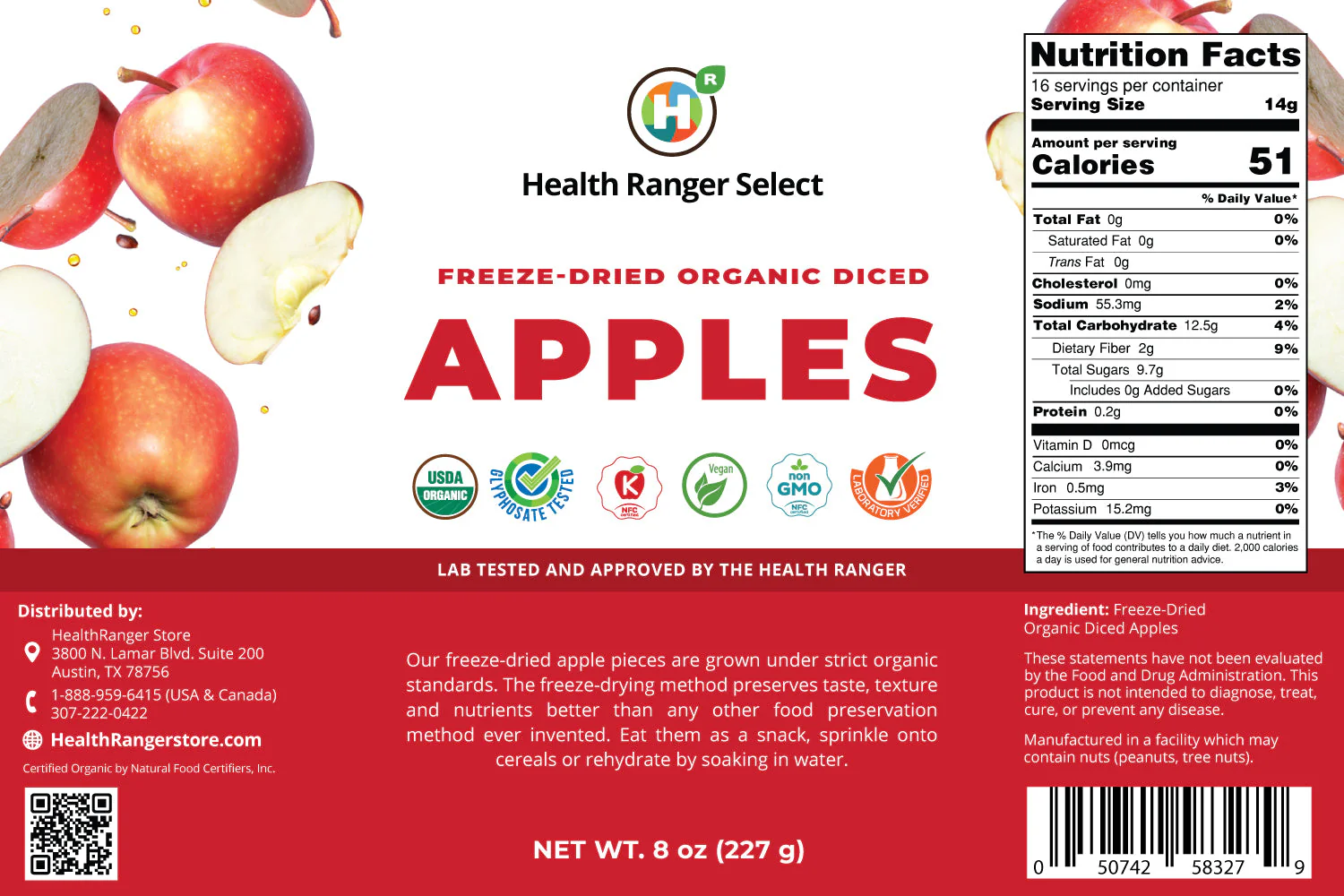 Freeze Dried Organic Apple 3/8 Diced (8oz, #10 can) (2-Pack) - Image 3