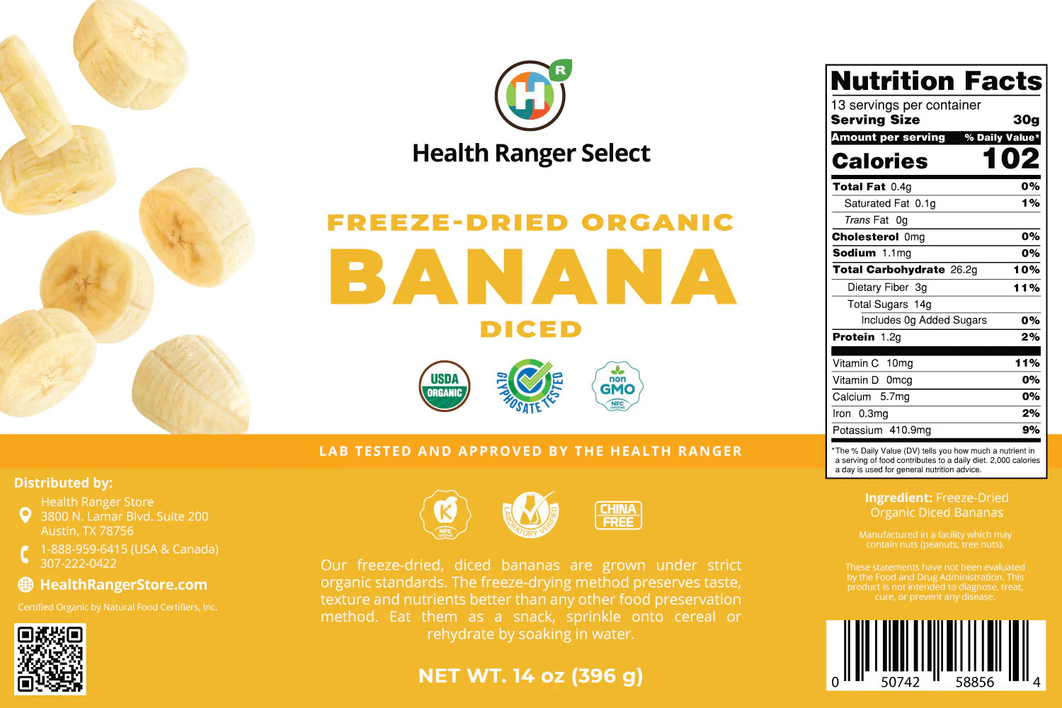 Freeze-Dried Organic Banana 14oz (396g) #10 Can (2-Pack) - Image 3