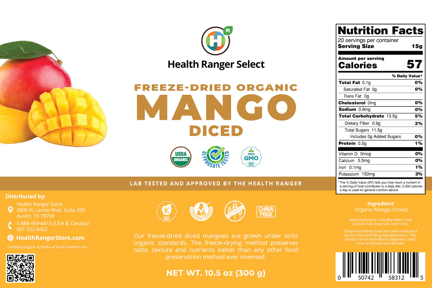 Freeze-Dried Organic Mango Diced (10.5oz, #10 can) (2-Pack) - Image 3