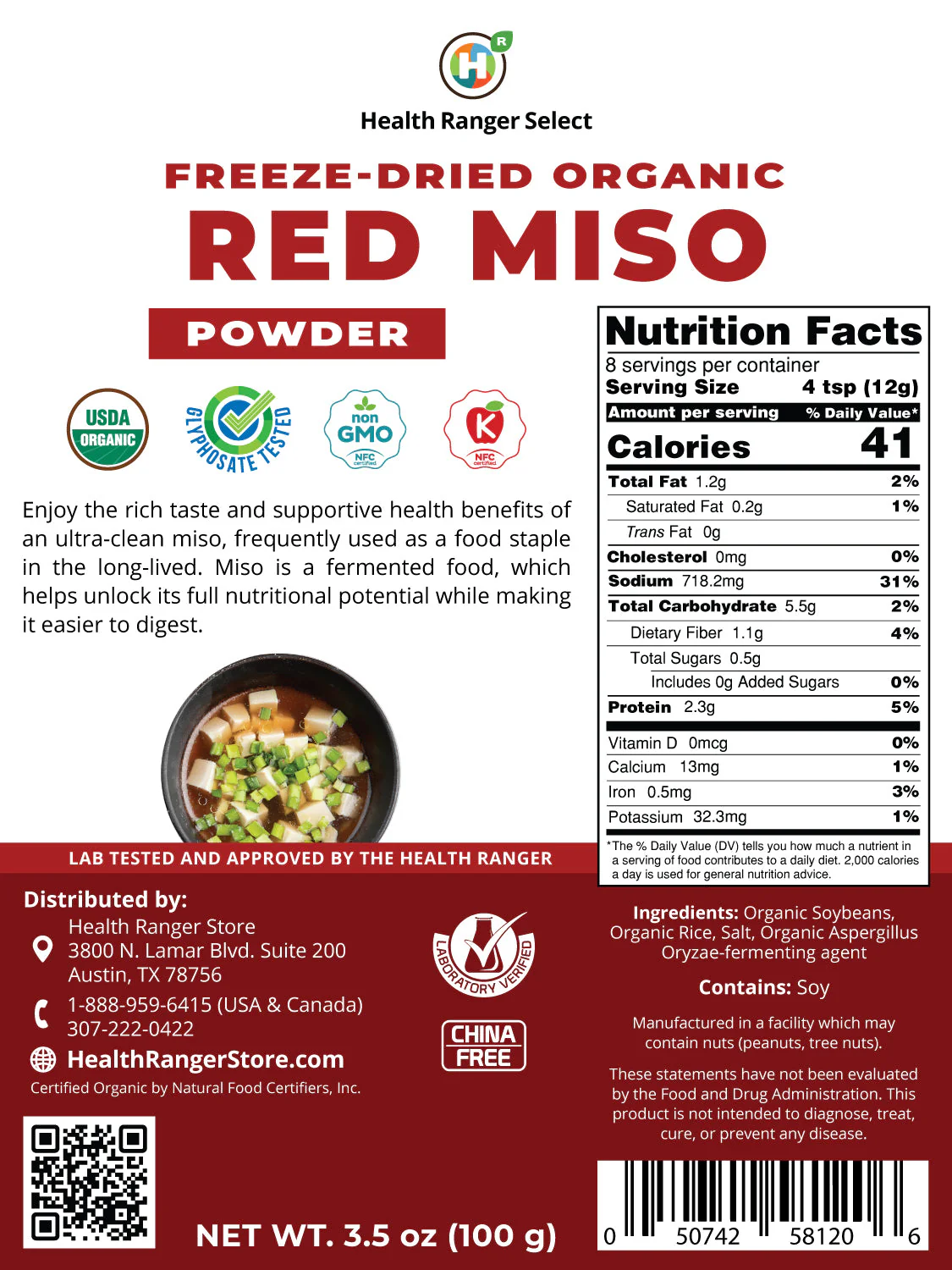 Freeze Dried Organic Red Miso Powder 3.5oz (100g) - Image 2