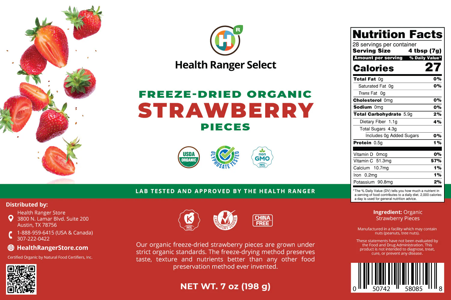 Freeze-Dried Organic Strawberry Pieces (7oz, #10 can) (2-Pack) - Image 3