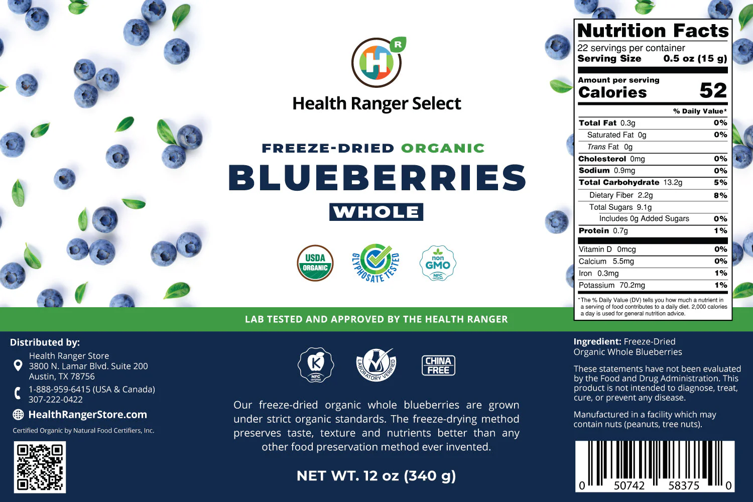 Freeze-Dried Organic Whole Blueberries (12oz, #10 can) (2-Pack) - Image 3
