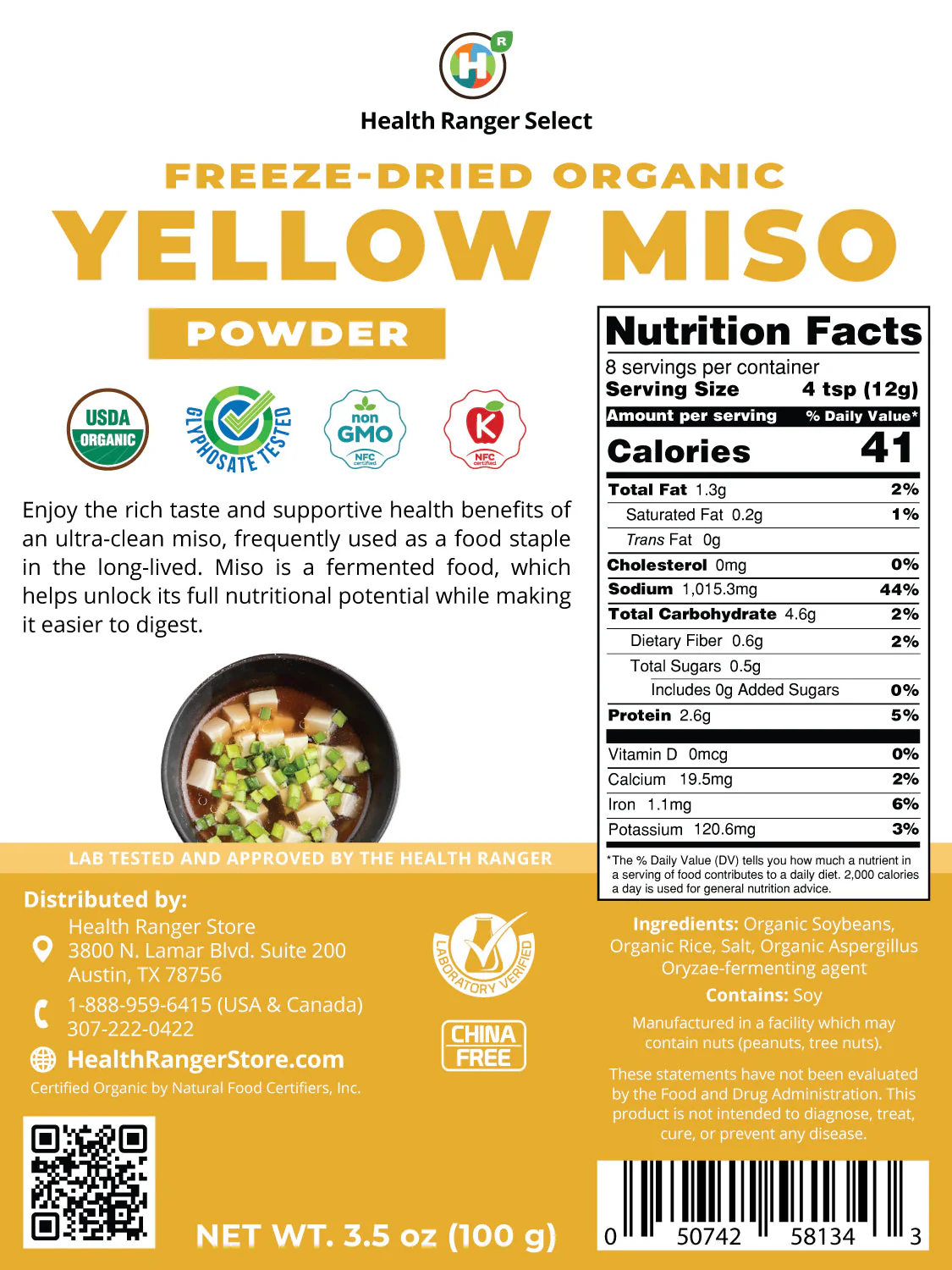 Freeze Dried Organic Yellow Miso Powder 100g - Image 2
