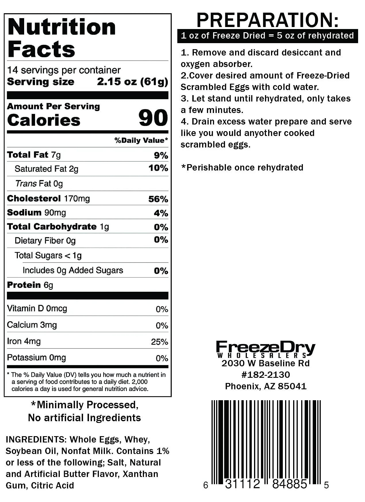 Freeze Dry Wholesalers Freeze-Dried Scrambled Eggs Backpacking and Breakfast Camping Food - Emergency Food - Family Size - Fully Cooked - Image 6