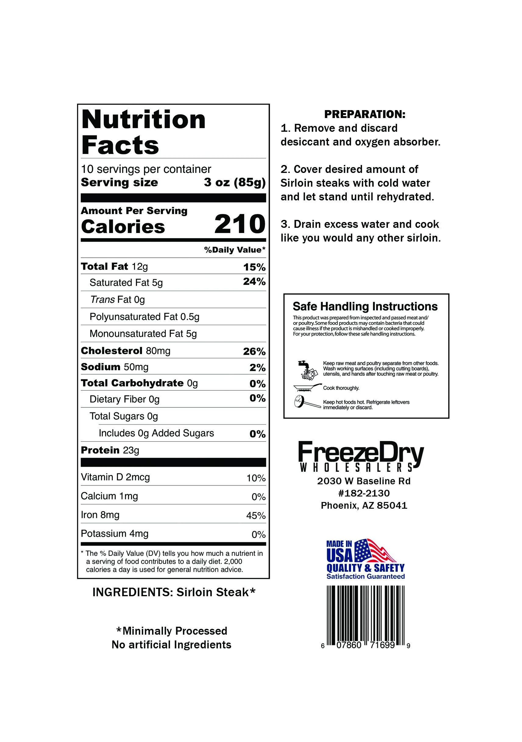 Freeze Dry Wholesalers Freeze-Dried Sirloin Steaks Uncooked - Image 2